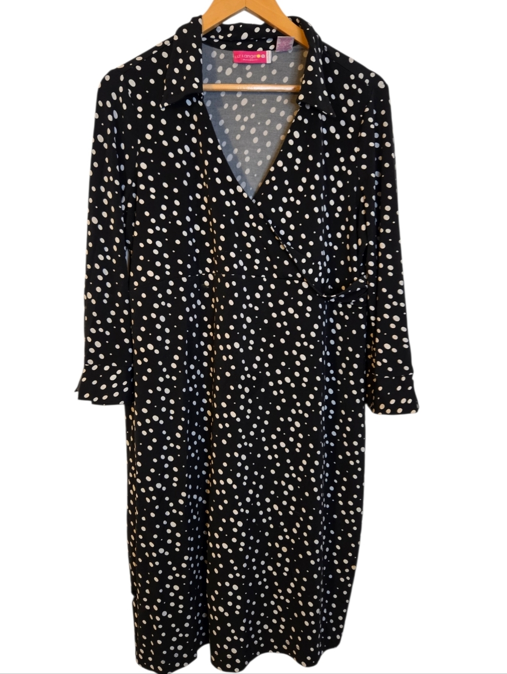 Liz Lange Maternity Polka Dot Wrap Dress | Black & White | Size Large - Picture 1 of 4